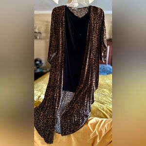 Animal Print Duster with Black Tank Top